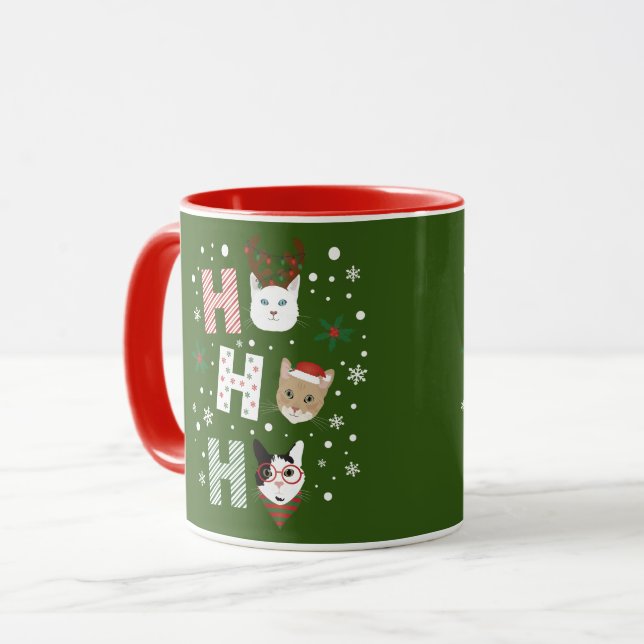 Ho Ho Ho Cats Merry Christmas Mug (Front Left)