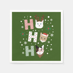Ho Ho Ho Cats Merry Christmas Napkin
