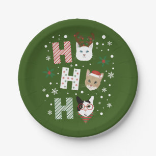 Ho Ho Ho Cats Merry Christmas Paper Plate