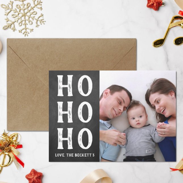 HO HO HO | Chalkboard Christmas Holiday Photo (Creator Uploaded)