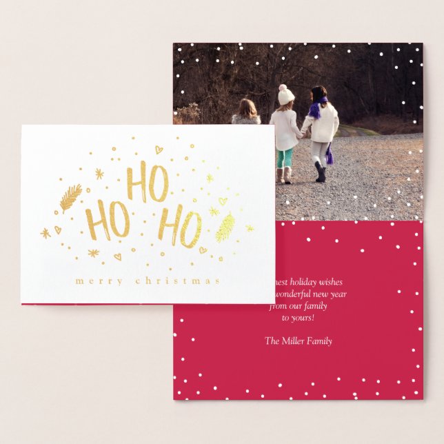 Ho Ho Ho Charming Merry Christmas Photo Foil Card (Display)