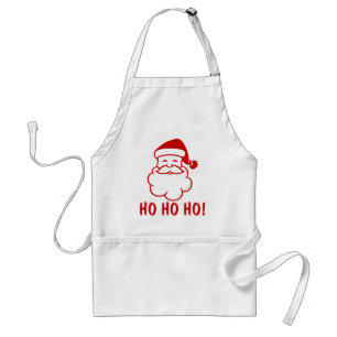 Ho Ho Ho Christmas aprons with funny Santa Claus.