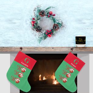 Ho Ho Ho Christmas Basketball Large Christmas Stocking
