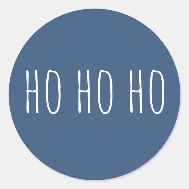 Ho Ho Ho Christmas. Blue Cute Winter Holiday Santa Classic Round Sticker (Front)