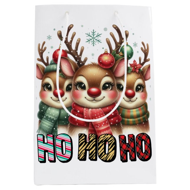 Ho Ho Ho Christmas Card Medium Gift Bag (Front)