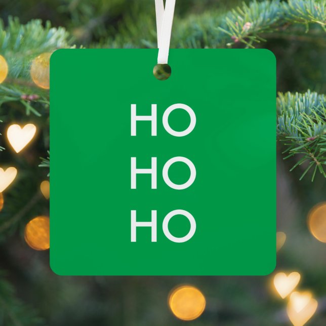 Ho Ho Ho | Christmas Cheer Bright Green Simple Metal Tree Decoration (Creator Uploaded)