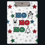 Ho-Ho-Ho Christmas design Clipboard<br><div class="desc">Ho-Ho-Ho Christmas design with snowflakes,  snowman,  Christmas tree,  reindeer and colourful stars decoration on white background</div>