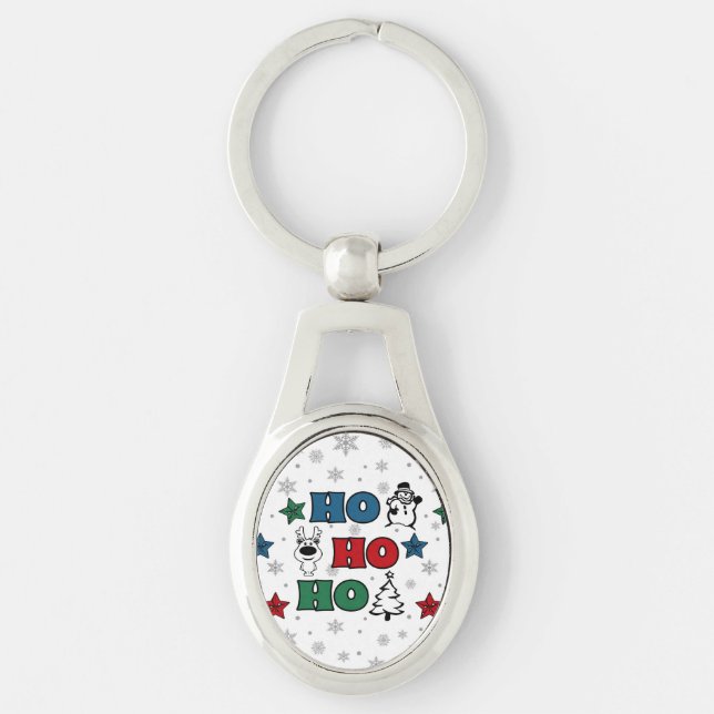 Ho-Ho-Ho Christmas design Key Ring (Front)