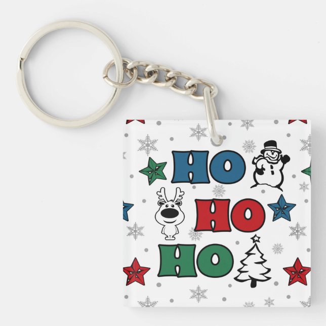 Ho-Ho-Ho Christmas design Key Ring (Front)