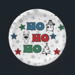 Ho-Ho-Ho Christmas design Paper Plate<br><div class="desc">Ho-Ho-Ho Christmas design with snowflakes,  snowman,  Christmas tree,  reindeer and colourful stars decoration on white background</div>