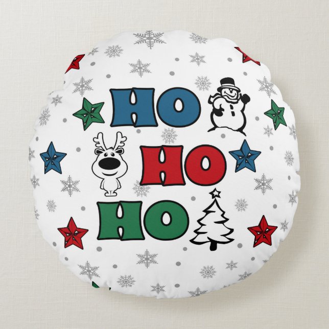 Ho-Ho-Ho Christmas design Round Cushion (Front)