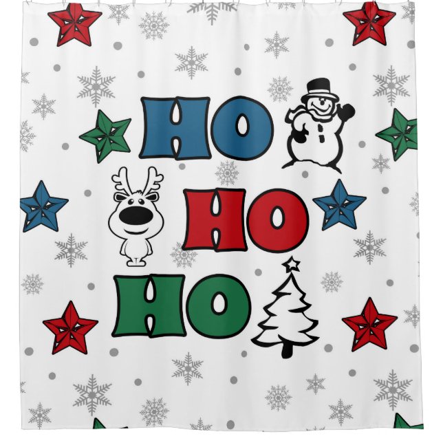 Ho-Ho-Ho Christmas design Shower Curtain (Front)