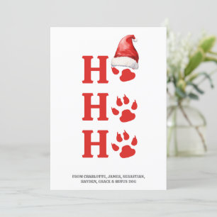 Ho Ho Ho Christmas Dog Paw Personalised Holiday Card