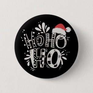 HO HO HO Christmas Family Santa Hat Holiday 6 Cm Round Badge
