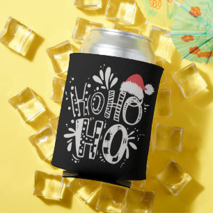 HO HO HO Christmas Family Santa Hat Holiday  Can Cooler