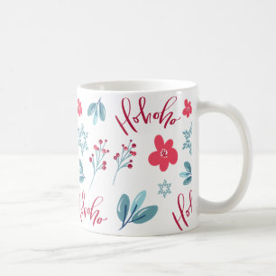 Ho Ho Ho Christmas Floral Holiday Coffee Mug