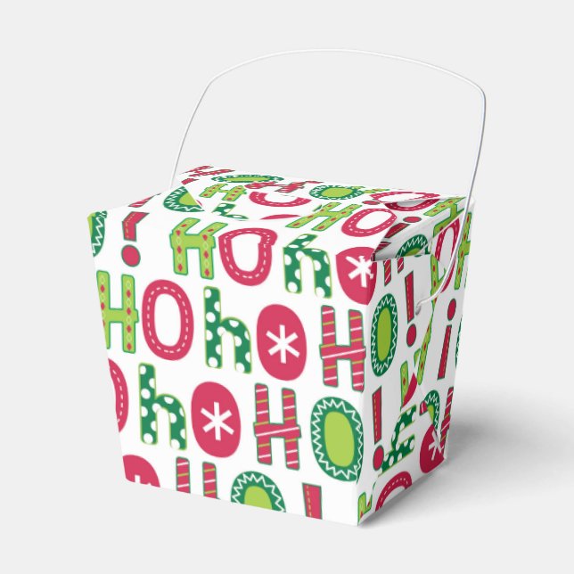 Ho Ho Ho Christmas Fun Modern Red Green Pattern Favour Box (Front Side)