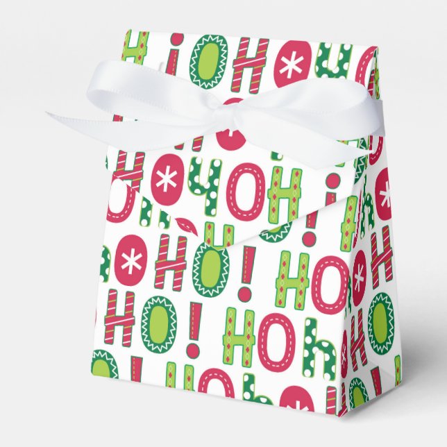 Ho Ho Ho Christmas Fun Modern Red Green Pattern Favour Box (Front Side)