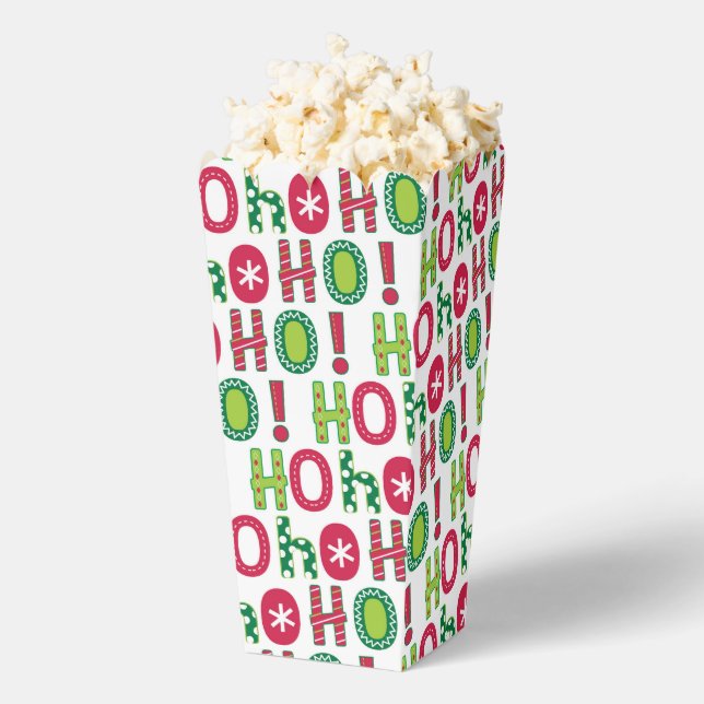 Ho Ho Ho Christmas Fun Modern Red Green Pattern Favour Box (Popped)