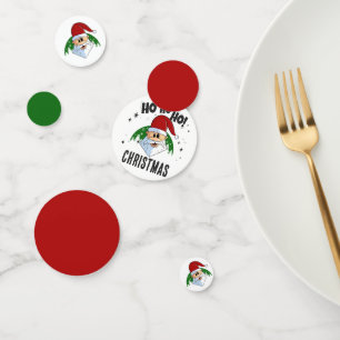 Ho Ho Ho Christmas Funny Santa Face Green Red Confetti