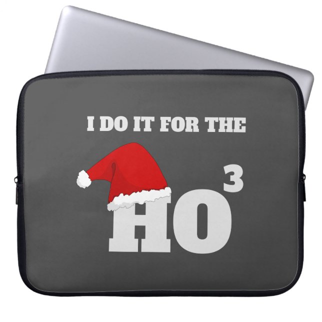 Ho Ho Ho | Christmas Funny Text Holiday Gift Laptop Sleeve (Front)