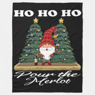 Ho Ho Ho Christmas Gnome Pour The Merlot Fleece Blanket