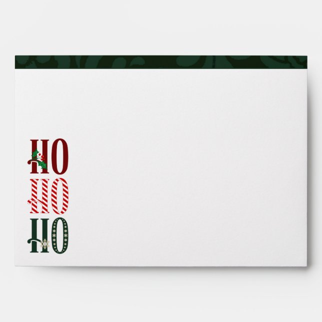 Ho Ho Ho Christmas Green Holiday 5x7 Envelope (Front)