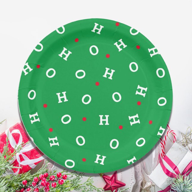 Ho Ho Ho Christmas Green Red Party Paper Napkin Paper Plate (Creator Uploaded)