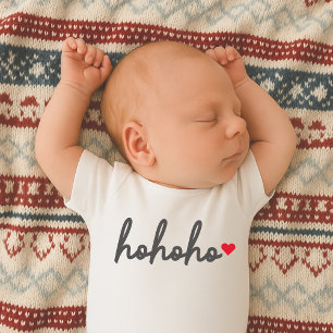 Ho Ho Ho Christmas Heart Modern Minimalist Baby Bodysuit