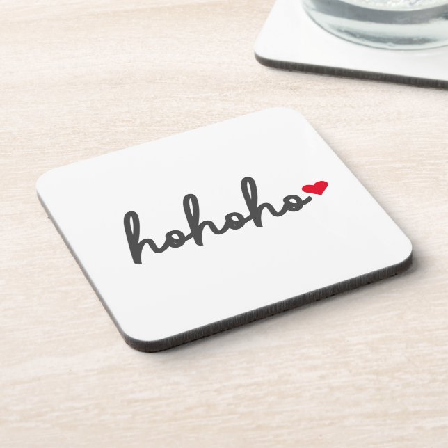 Ho Ho Ho | Christmas Heart Modern Minimalist Coaster (Left Side)