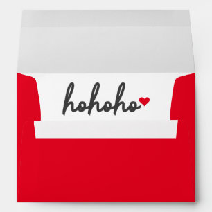 Ho Ho Ho   Christmas Heart Modern Minimalist Envelope