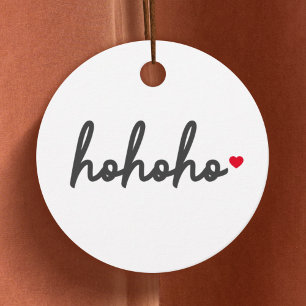 Ho Ho Ho   Christmas Heart Modern Minimalist Favour Tags