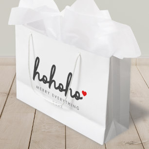 Ho Ho Ho   Christmas Heart Modern Minimalist Large Gift Bag