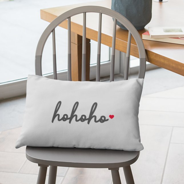 Ho Ho Ho | Christmas Heart Modern Minimalist Lumbar Cushion (Creator Uploaded)