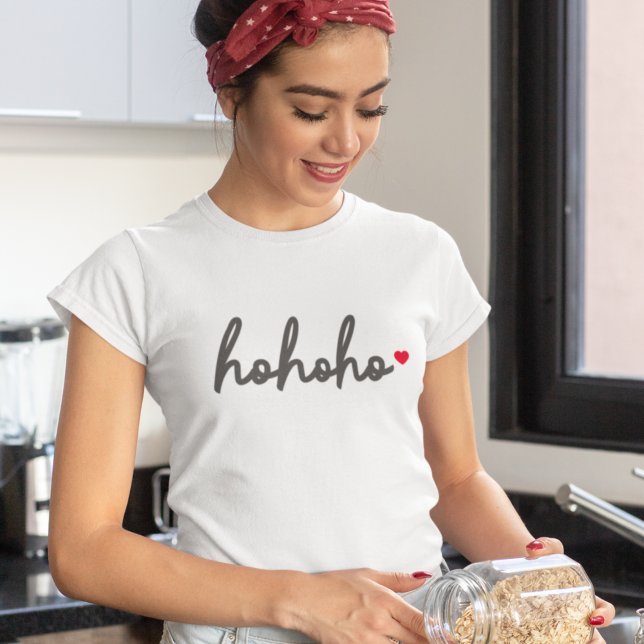 Ho Ho Ho | Christmas Heart Modern Minimalist T-Shirt (Creator Uploaded)