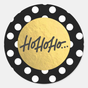 HO HO HO Christmas Holiday Black White Polka Dots Classic Round Sticker