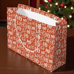 Ho Ho Ho Christmas Holiday Chic Modern Typography Large Gift Bag