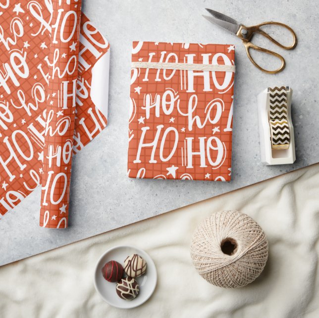 Ho Ho Ho Christmas Holiday Chic Modern Typography Wrapping Paper (Crafts)
