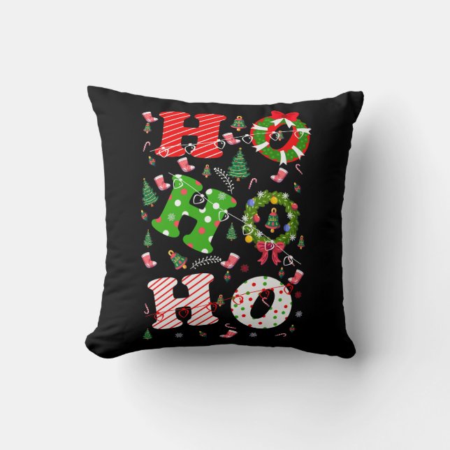 Ho Ho Ho Christmas Holiday Cushion (Front)