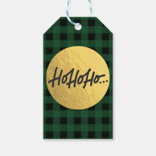HO HO HO Christmas Holiday Green Buffalo Plaid Gift Tags