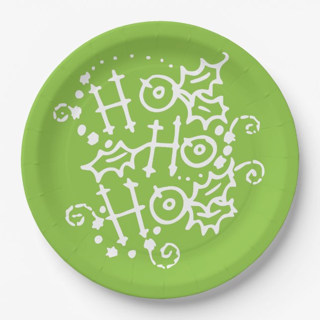 Ho Ho Ho Christmas Holiday Paper Plates (Front)