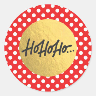 HO HO HO Christmas Holiday Polka Dots Gold Foil Classic Round Sticker