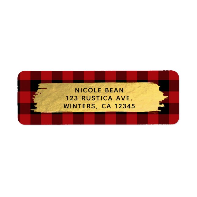 HO HO HO Christmas Holiday Red Buffalo Plaid Gold (Front)