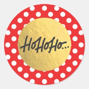 HO HO HO Christmas Holiday Red White Polka Dots Classic Round Sticker