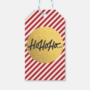 HO HO HO Christmas Holiday Red White Stripes Gift Tags