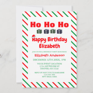 Ho Ho Ho Christmas Kids Birthday Invitation