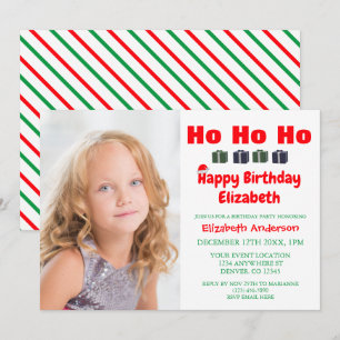 Ho Ho Ho Christmas Kids Birthday Invitation