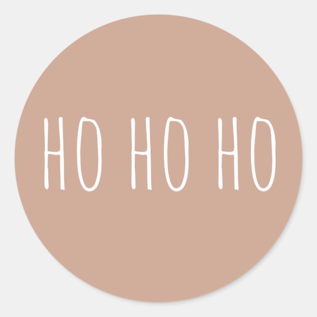 Ho Ho Ho Christmas. Light Terracotta Holiday Santa Classic Round Sticker (Front)