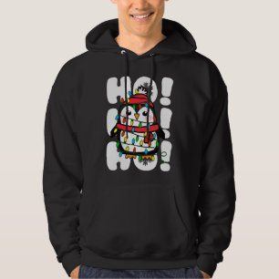 Ho Ho Ho Christmas Lights Cute Penguin Hoodie