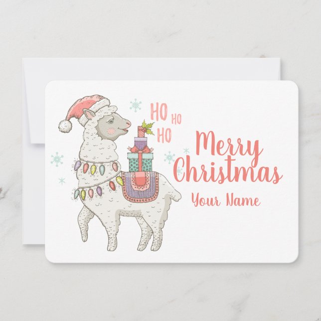 Ho Ho Ho Christmas Llama Invitation (Front)